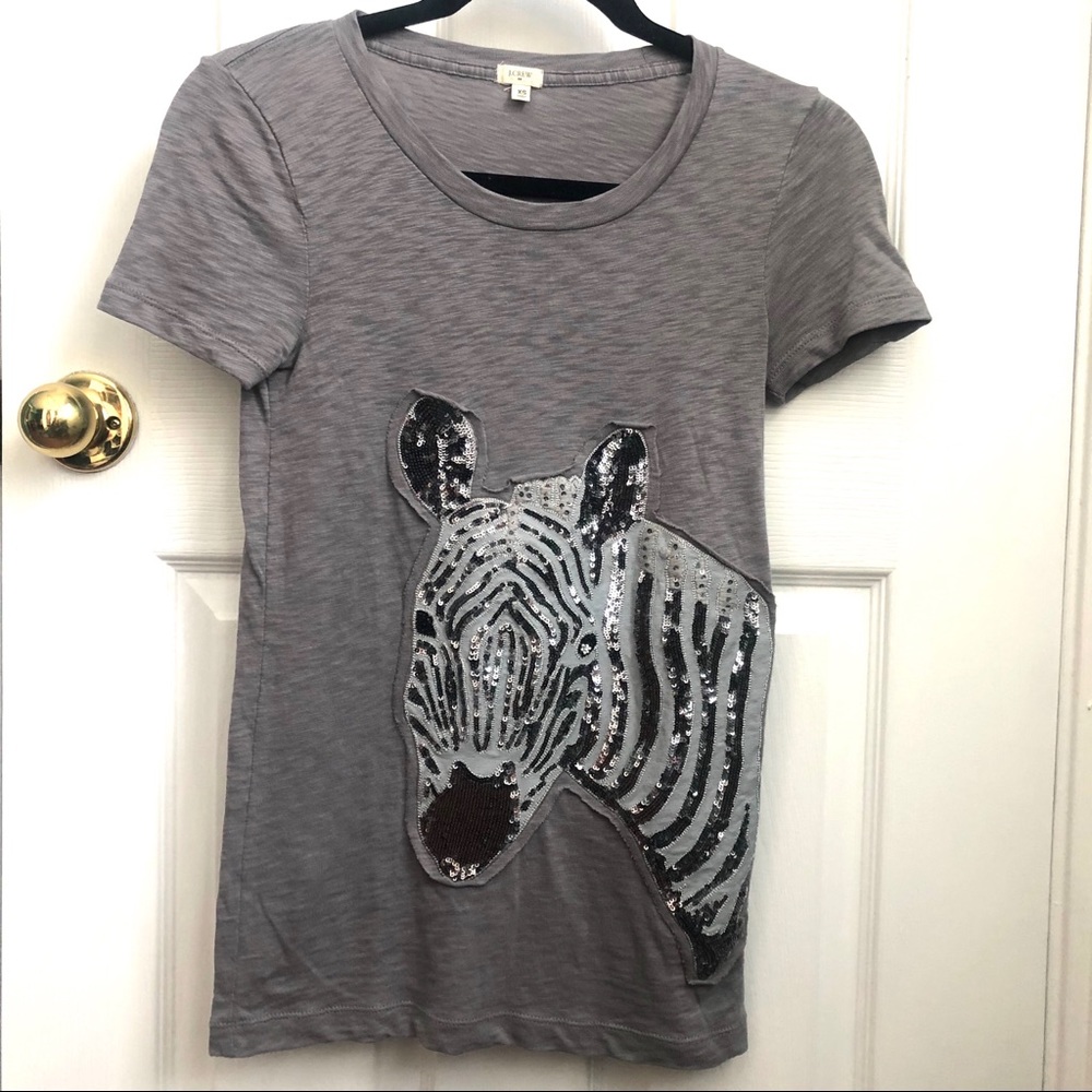 J.Crew zebra gray tee shirt sequin XS